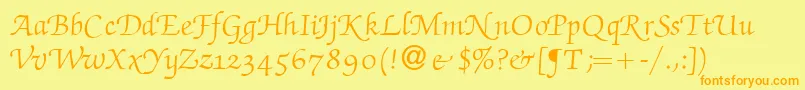 ZabriskiescriptswashRegular-Schriftart – Orangefarbene Schriften auf gelbem Hintergrund