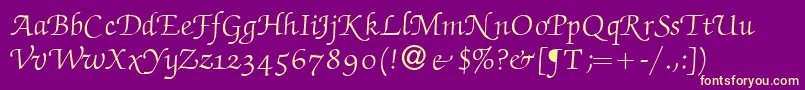 ZabriskiescriptswashRegular Font – Yellow Fonts on Purple Background
