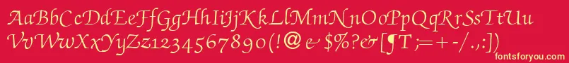 ZabriskiescriptswashRegular Font – Yellow Fonts on Red Background