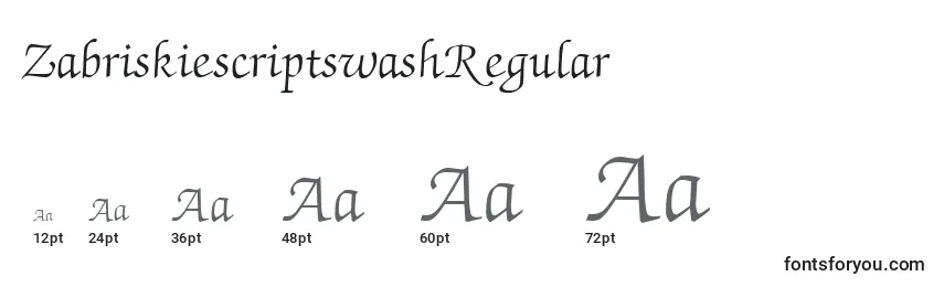 ZabriskiescriptswashRegular font sizes