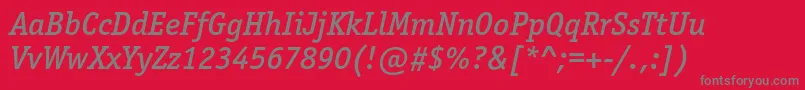 Saiba mais sobre a fonte OfficinaserifmediumcItalic Fonte OfficinaserifmediumcItalic – fontes cinzas em um fundo vermelho