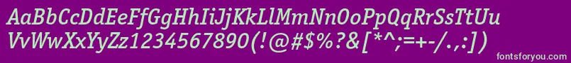 OfficinaserifmediumcItalic Font – Green Fonts on Purple Background