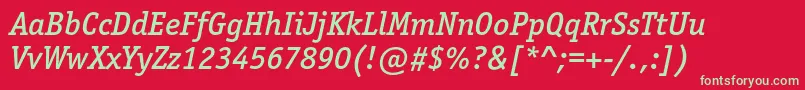 OfficinaserifmediumcItalic Font – Green Fonts on Red Background