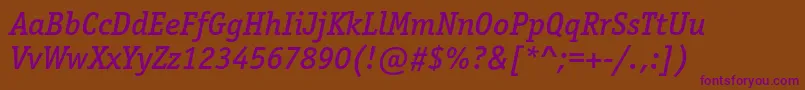 OfficinaserifmediumcItalic Font – Purple Fonts on Brown Background