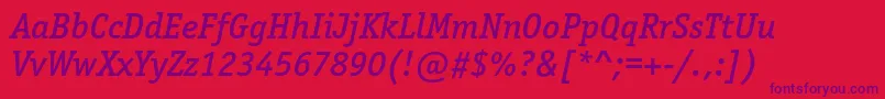 En savoir plus sur la police OfficinaserifmediumcItalic Police OfficinaserifmediumcItalic – polices violettes sur fond rouge