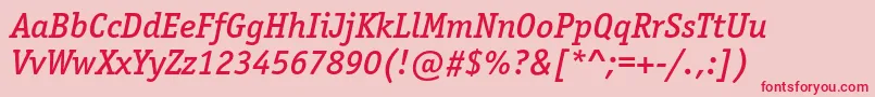 OfficinaserifmediumcItalic Font – Red Fonts on Pink Background