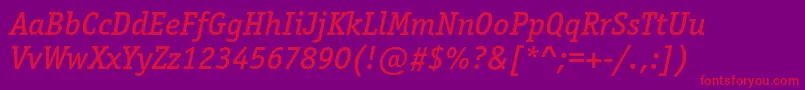 Подробнее о шрифте OfficinaserifmediumcItalic Шрифт OfficinaserifmediumcItalic – красные шрифты на фиолетовом фоне