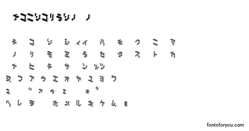Schriftart CubicblockNkD – Alphabet, Zahlen, spezielle Symbole