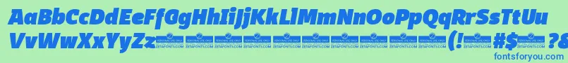 DomotikaBlackItalicTrial Font – Blue Fonts on Green Background