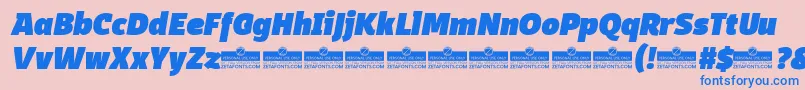 DomotikaBlackItalicTrial Font – Blue Fonts on Pink Background