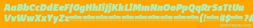 Шрифт DomotikaBlackItalicTrial – зелёные шрифты на оранжевом фоне