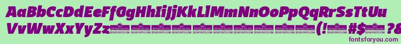 DomotikaBlackItalicTrial Font – Purple Fonts on Green Background