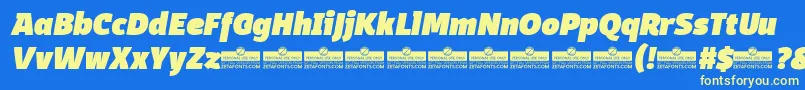 DomotikaBlackItalicTrial Font – Yellow Fonts on Blue Background