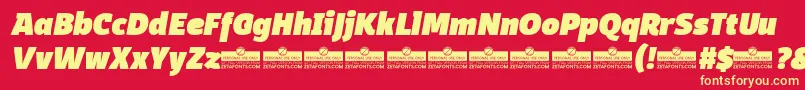 DomotikaBlackItalicTrial Font – Yellow Fonts on Red Background