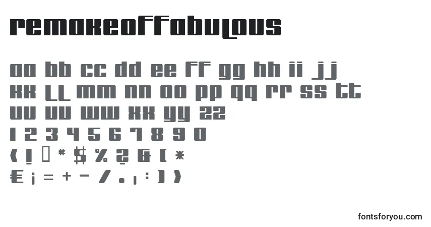 Czcionka Remakeoffabulous – alfabet, cyfry, specjalne znaki