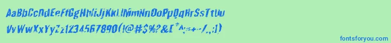 Quarrystonerotal-Schriftart – Blaue Schriften auf grünem Hintergrund