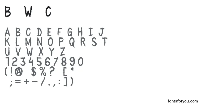 Schriftart BlackWaterCre – Alphabet, Zahlen, spezielle Symbole