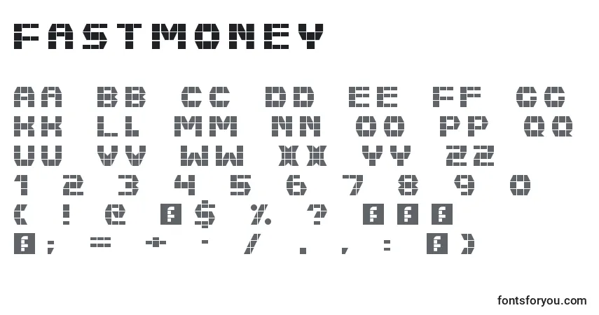 Шрифт FastMoney – алфавит, цифры, специальные символы