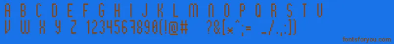 フォントBithigh – 茶色の文字が青い背景にあります。