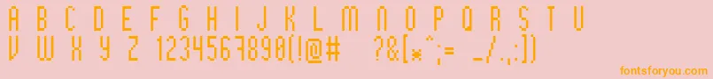 フォントBithigh – オレンジの文字がピンクの背景にあります。