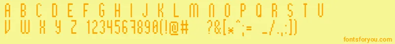 フォントBithigh – オレンジの文字が黄色の背景にあります。