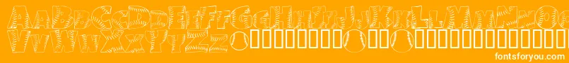 JoeDimaggio-Schriftart – Weiße Schriften auf orangefarbenem Hintergrund