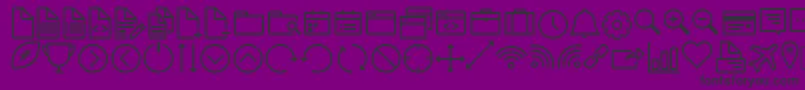 IconWorksWebfont-fontti – mustat fontit violetilla taustalla