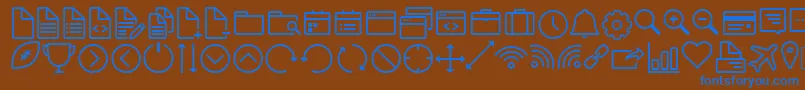Czcionka IconWorksWebfont – niebieskie czcionki na brązowym tle