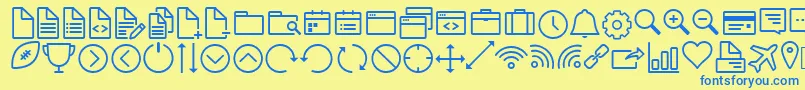Шрифт IconWorksWebfont – синие шрифты на жёлтом фоне