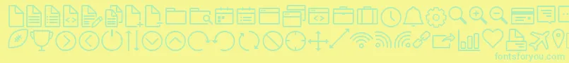 IconWorksWebfont Font – Green Fonts on Yellow Background