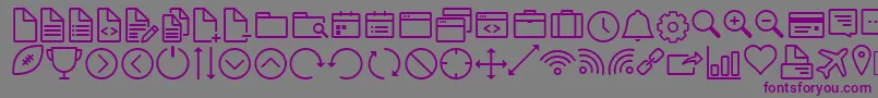 IconWorksWebfont-fontti – violetit fontit harmaalla taustalla