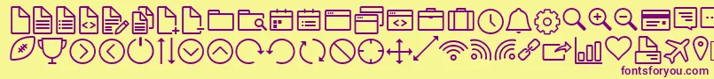 IconWorksWebfont Font – Purple Fonts on Yellow Background