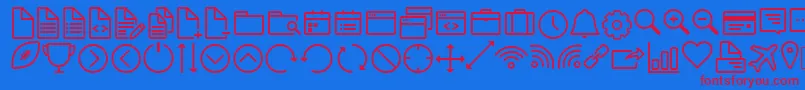 IconWorksWebfont-Schriftart – Rote Schriften auf blauem Hintergrund