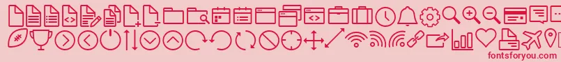 Fonte IconWorksWebfont – fontes vermelhas em um fundo rosa