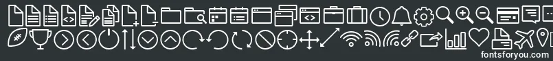 IconWorksWebfont-fontti – valkoiset fontit mustalla taustalla