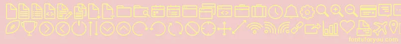 IconWorksWebfont Font – Yellow Fonts on Pink Background