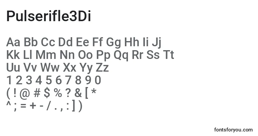 Schriftart Pulserifle3Di – Alphabet, Zahlen, spezielle Symbole