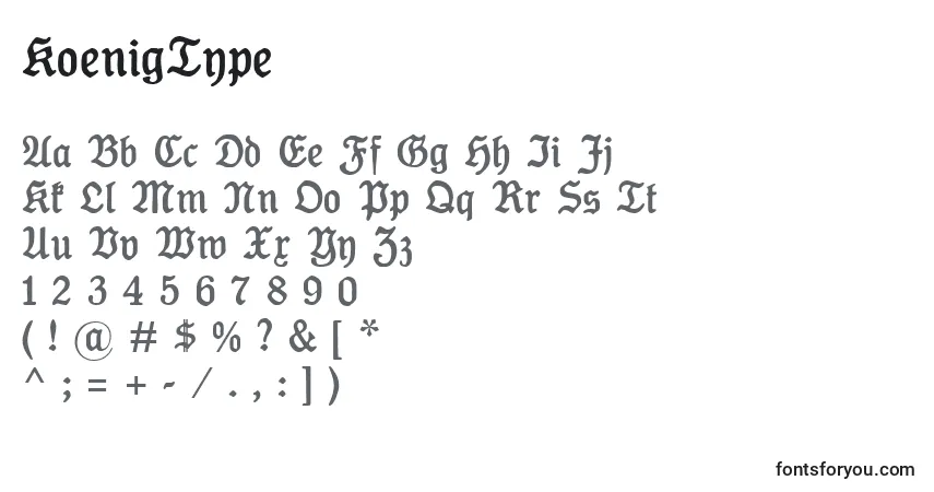 Schriftart KoenigType – Alphabet, Zahlen, spezielle Symbole