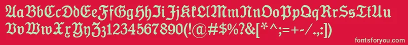 Fonte KoenigType – fontes verdes em um fundo vermelho
