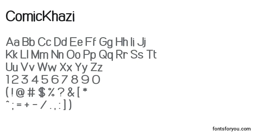 A fonte ComicKhazi – alfabeto, números, caracteres especiais