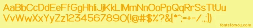 ComicKhazi-Schriftart – Orangefarbene Schriften auf gelbem Hintergrund