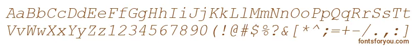 CarrierItalicItalic-Schriftart – Braune Schriften auf weißem Hintergrund
