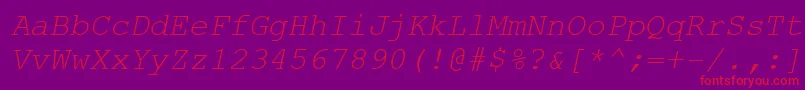 CarrierItalicItalic Font – Red Fonts on Purple Background