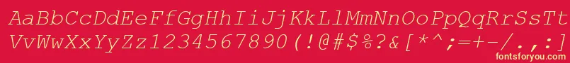 CarrierItalicItalic Font – Yellow Fonts on Red Background