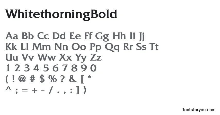 Czcionka WhitethorningBold – alfabet, cyfry, specjalne znaki