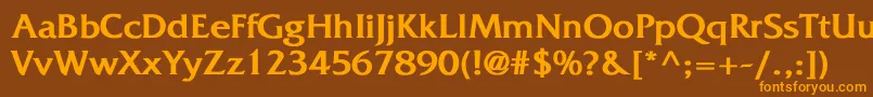 フォントWhitethorningBold – オレンジ色の文字が茶色の背景にあります。