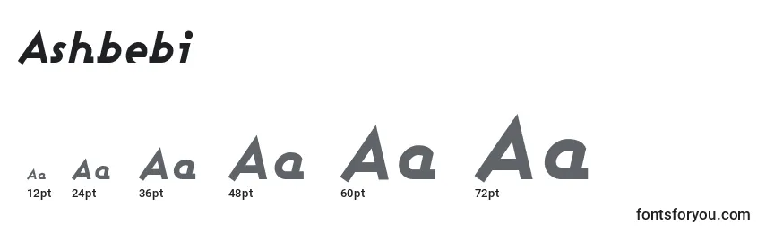 Размеры шрифта Ashbebi
