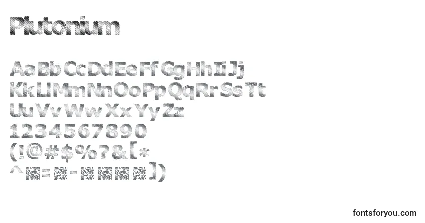 Schriftart Plutonium – Alphabet, Zahlen, spezielle Symbole
