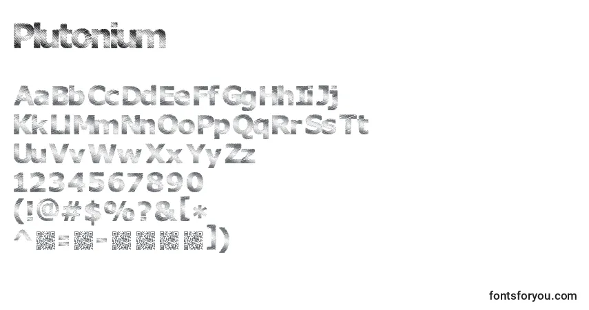 A fonte Plutonium – alfabeto, números, caracteres especiais