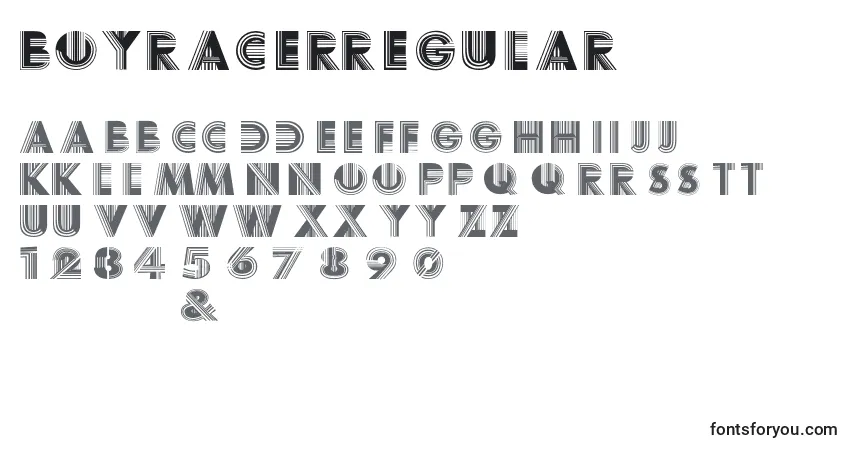Schriftart BoyracerRegular – Alphabet, Zahlen, spezielle Symbole